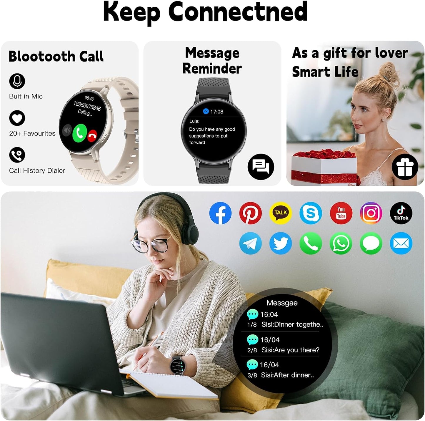 Smart Watch (Answer/Make Call), Smartwatch Fitness Tracker for Android and iOS Phones