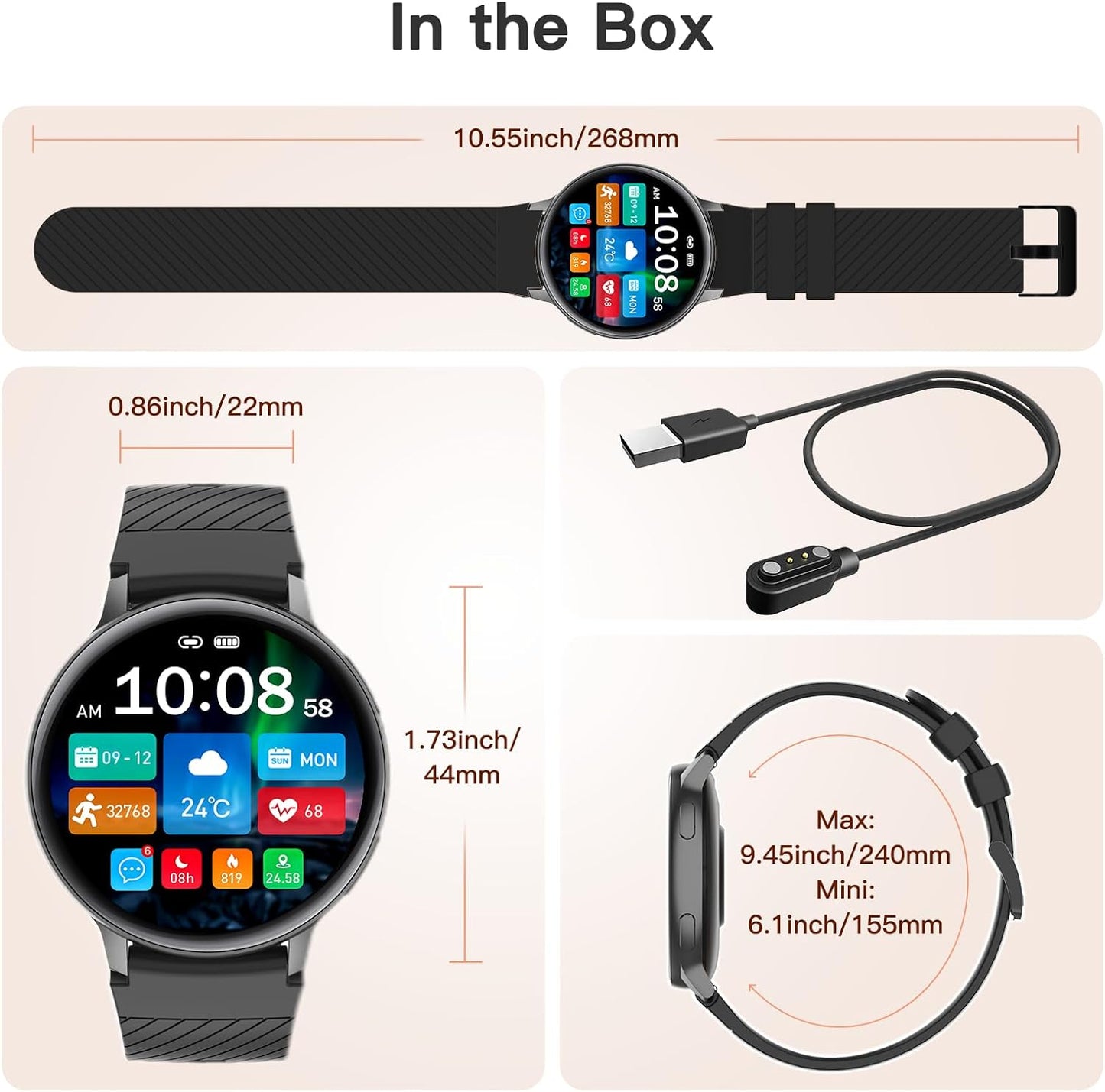 Smart Watch (Answer/Make Call), Smartwatch Fitness Tracker for Android and iOS Phones