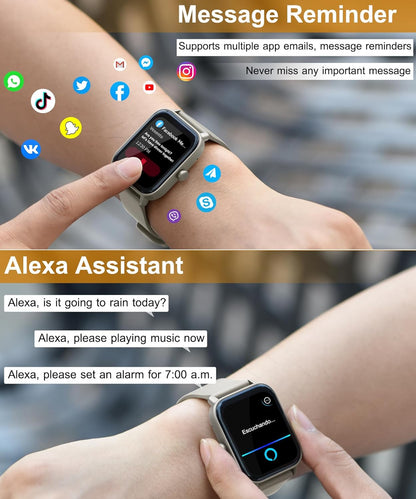 Smart Watch for Men Women,Alexa Built-in Smartwatch(Answer/Make Calls)